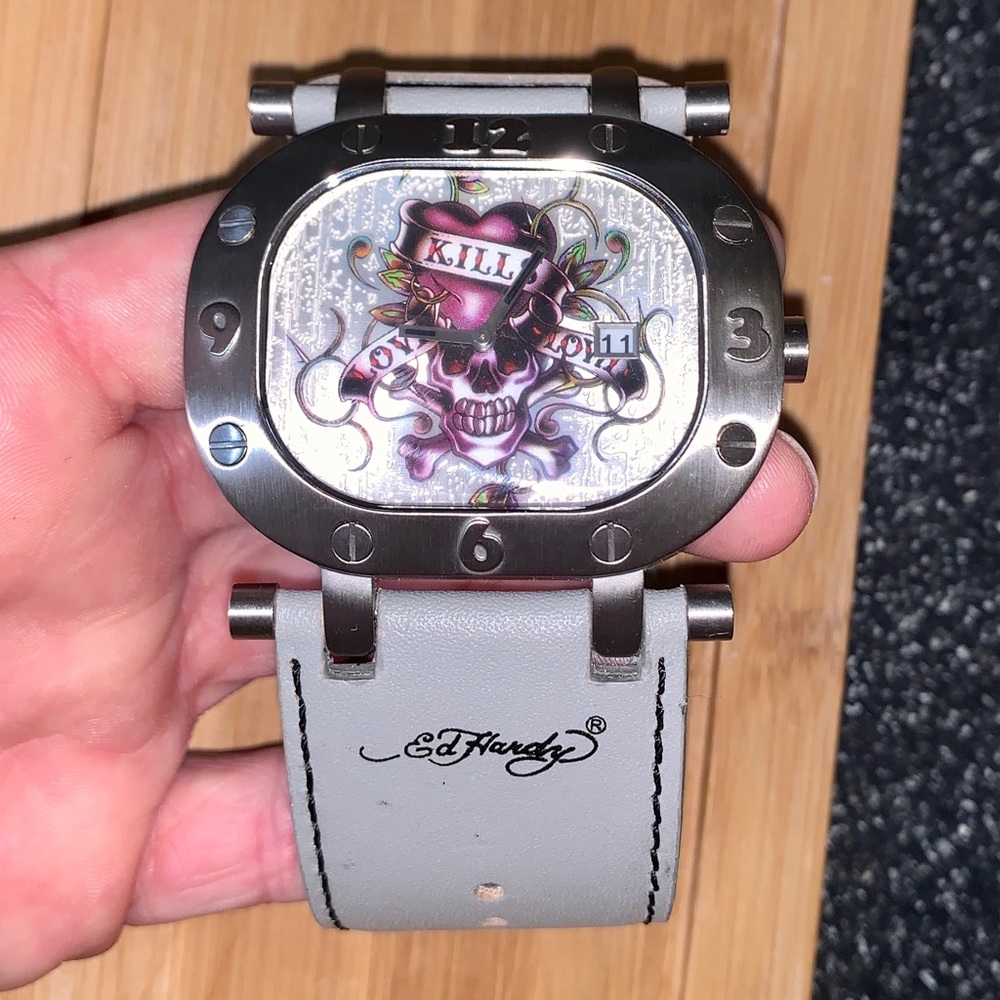 Christian Audigier Ed Hardy real leather Watch